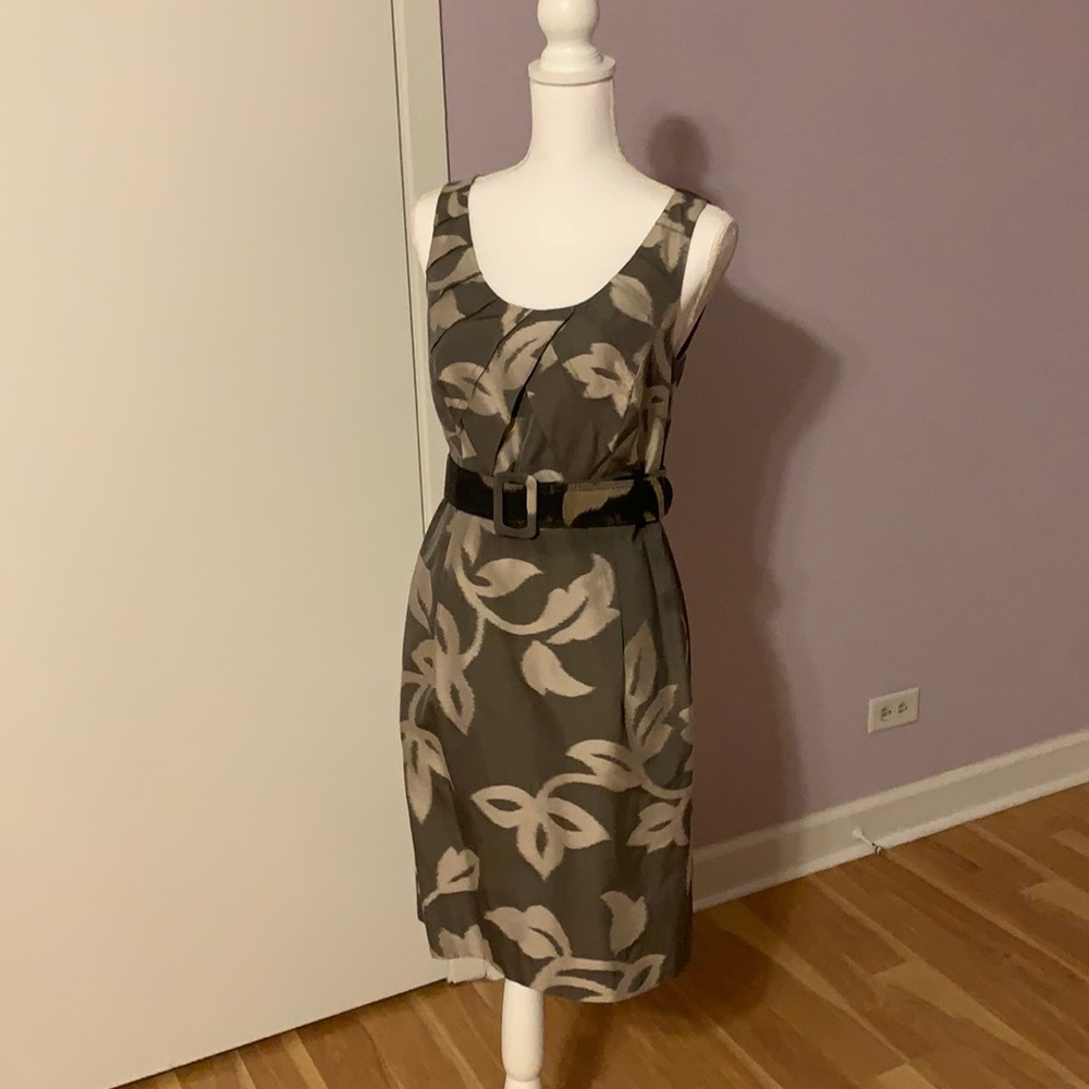 Badgley Mischka Belted Dress in Khaki